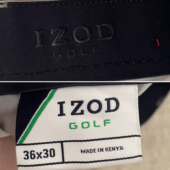 Izod Golf Pants Mens sz 36x30 Gray Flat Front Performance Trousers - Picture 3 of 9